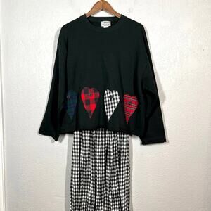 Vintage Country Pickins Skirt Sweatshirt Set Black White Red Prairie - L
